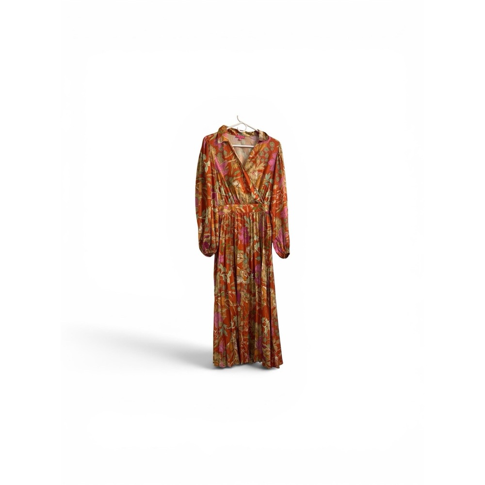 Flying Tomato Pleated Floral Midi Dress S Long Sleeve Bohemian Cottagecore